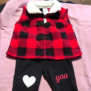 Carter's Size 3 month Red Buffalo Plaid outfit